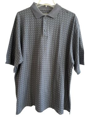 Haggar gray golf Shirt with Gold and White Golf Motif short sleeve collar XXL